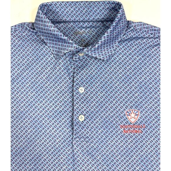 Johnnie-O Mens Carter Polo Shirt Sz Medium Geometric Scottsdale National Golf - Picture 1 of 12